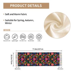 Dsiflylife Black Shawls and Wraps for Women Mexican Floral Soft Large Warm Blanket Scarf for Evening Dresses (Style2)