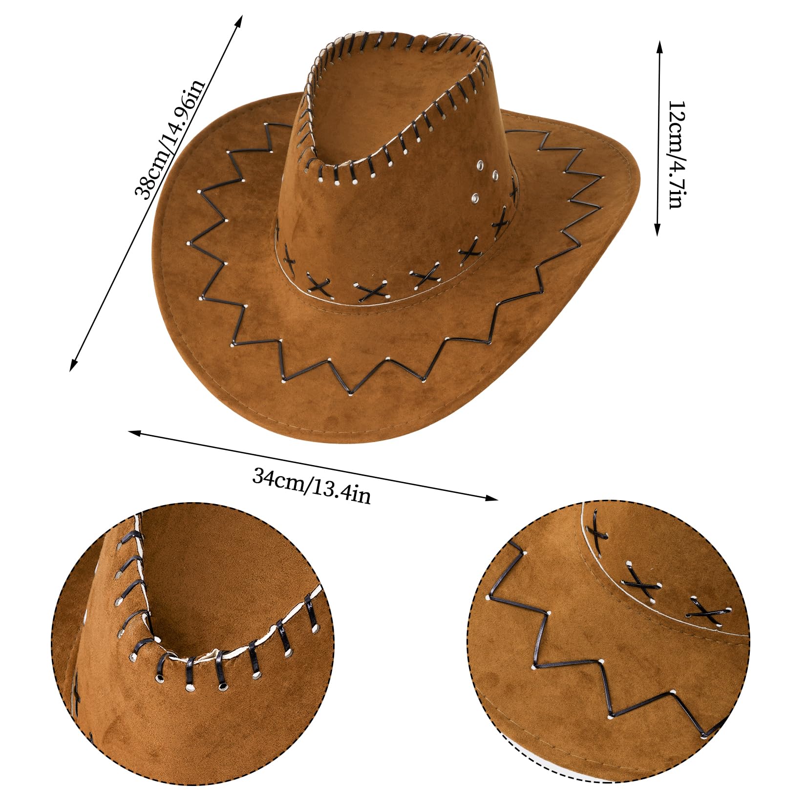 choyaxo Western Cowboy Costume Set Including Cowgirl Hat Heart Shaped Sunglasses and Bandana for Halloween，