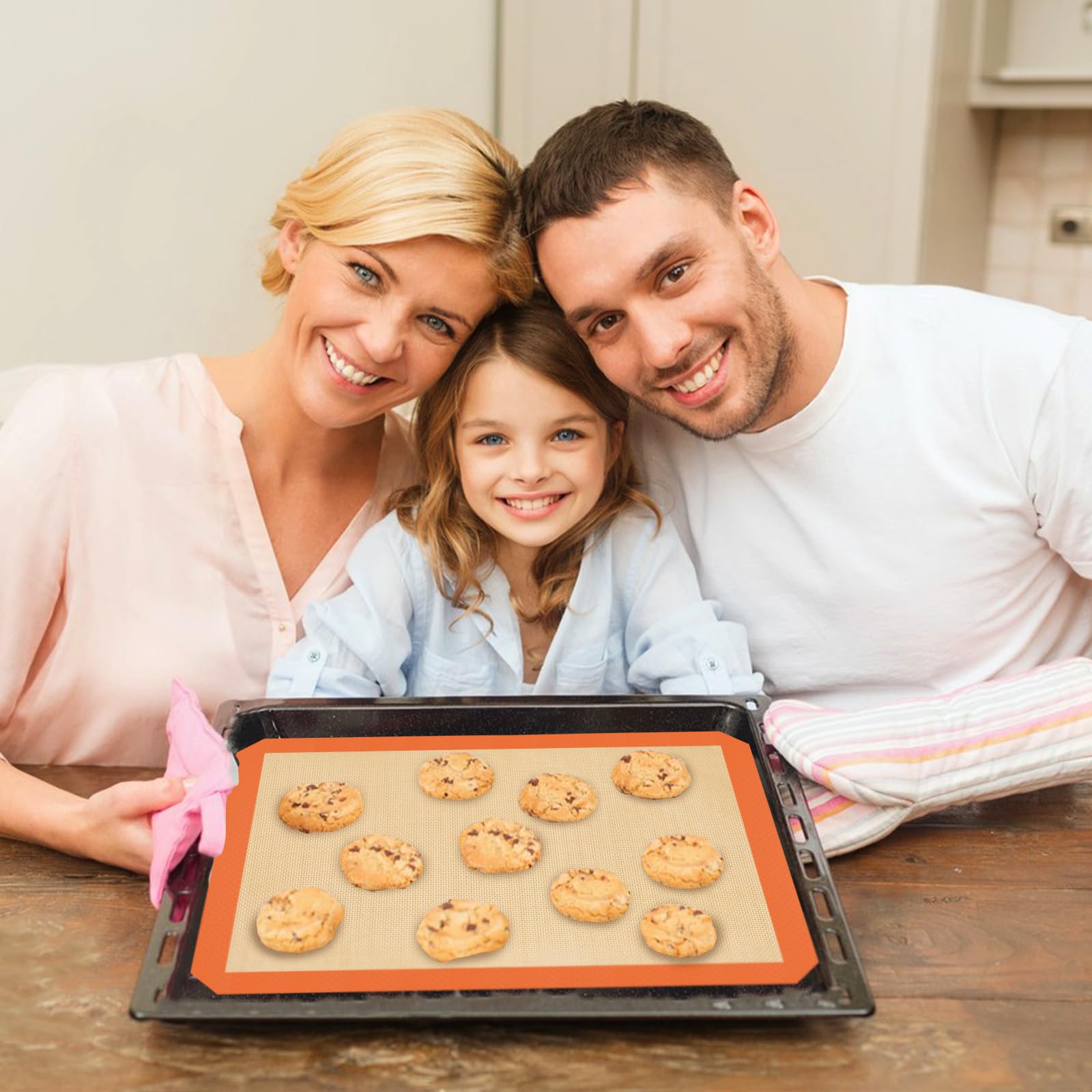 Silicone Baking Mat Set of 3, Silicone Baking Mats Cookie Sheet, Non-Stick Mats for Baking, Easy Clean & Reusable Oven Baking Sheet for Making Macaroons, Cookies