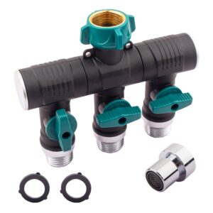 Hose Splitter, 3 Way Heavy Duty, Hose Connector Rotated 360 Seperately,Garden Hose Splitter,Faucet Splitter,Outdoor Faucet Splitter,With Shut off Valve,High Quilty Metal+Chrome Adapter,Water Hose.