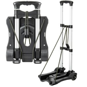 vsaikeo small folding hand truck dolly with 2 wheels, lightweight aluminum foldable luggage cart, collapsible cart portable dolly for airport travel moving use