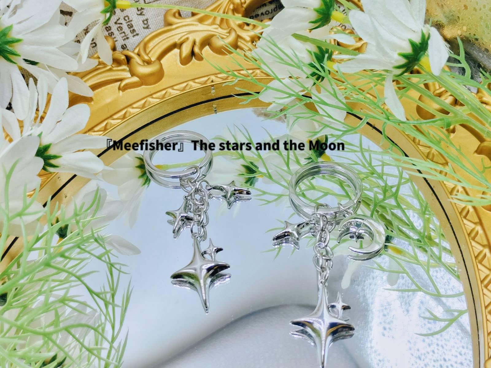 Meefisher Cute Star Keychain Aesthetic Accessories Stainless Steel Key Ring Purse Handbag Backpack Bag Charms Car Holder