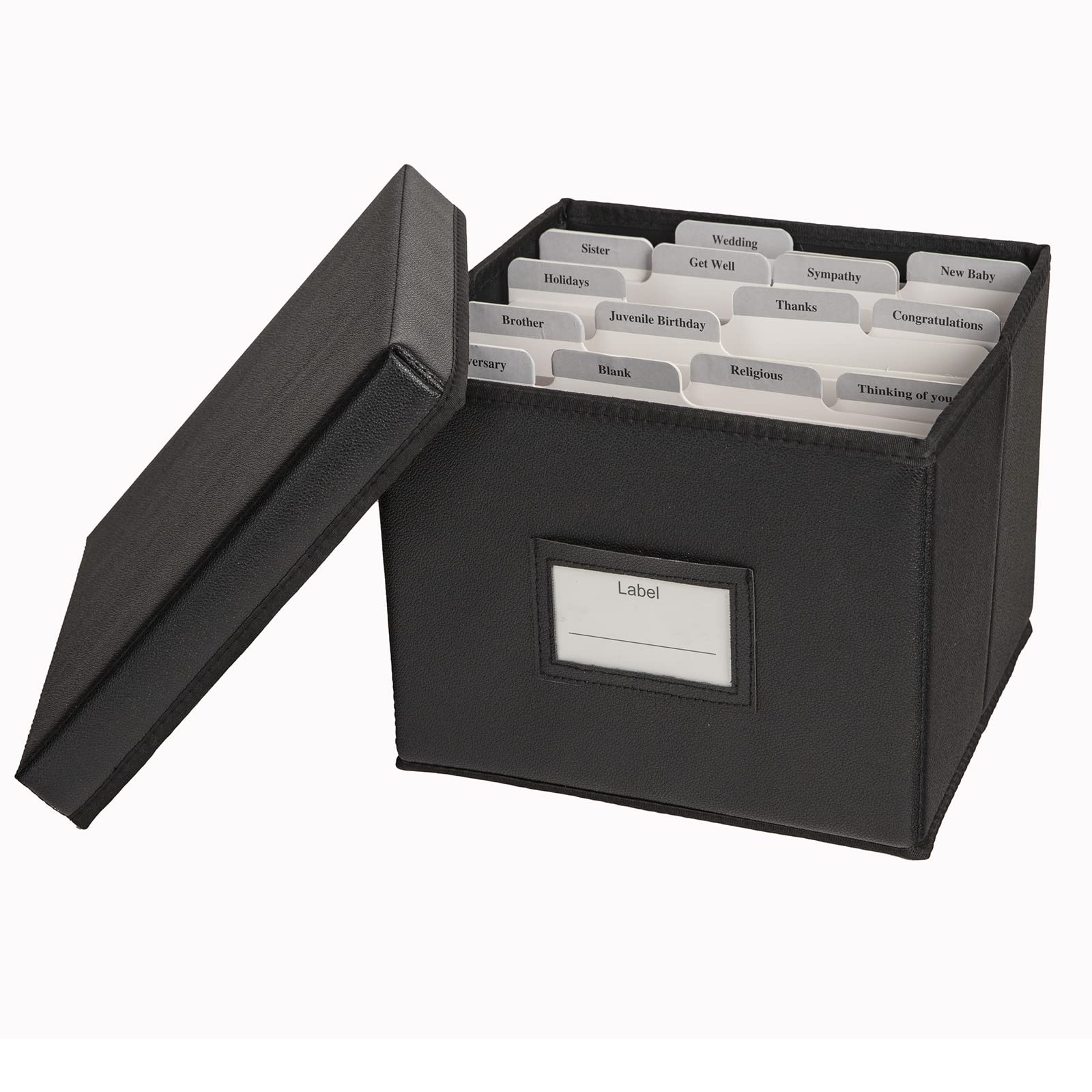 Lukeline Greeting Card Organizer and Storage Box with 15 Adjustable Dividers, Stores 140+ Cards, Suitable for Storing Greeting Cards, Envelopes, Stickers, Photos, Notecards and More