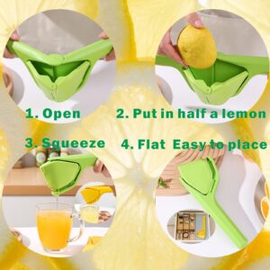 Flat Lemon Squeezer, Manual Lemon Juicer, Easy Squeeze Lime Press Squeezer, Citrus Juicer with Sideways Pivot to Increase Leverage，Lemon Juicer Hand That Folds Flat For Space-Saving Storage (Yellow)