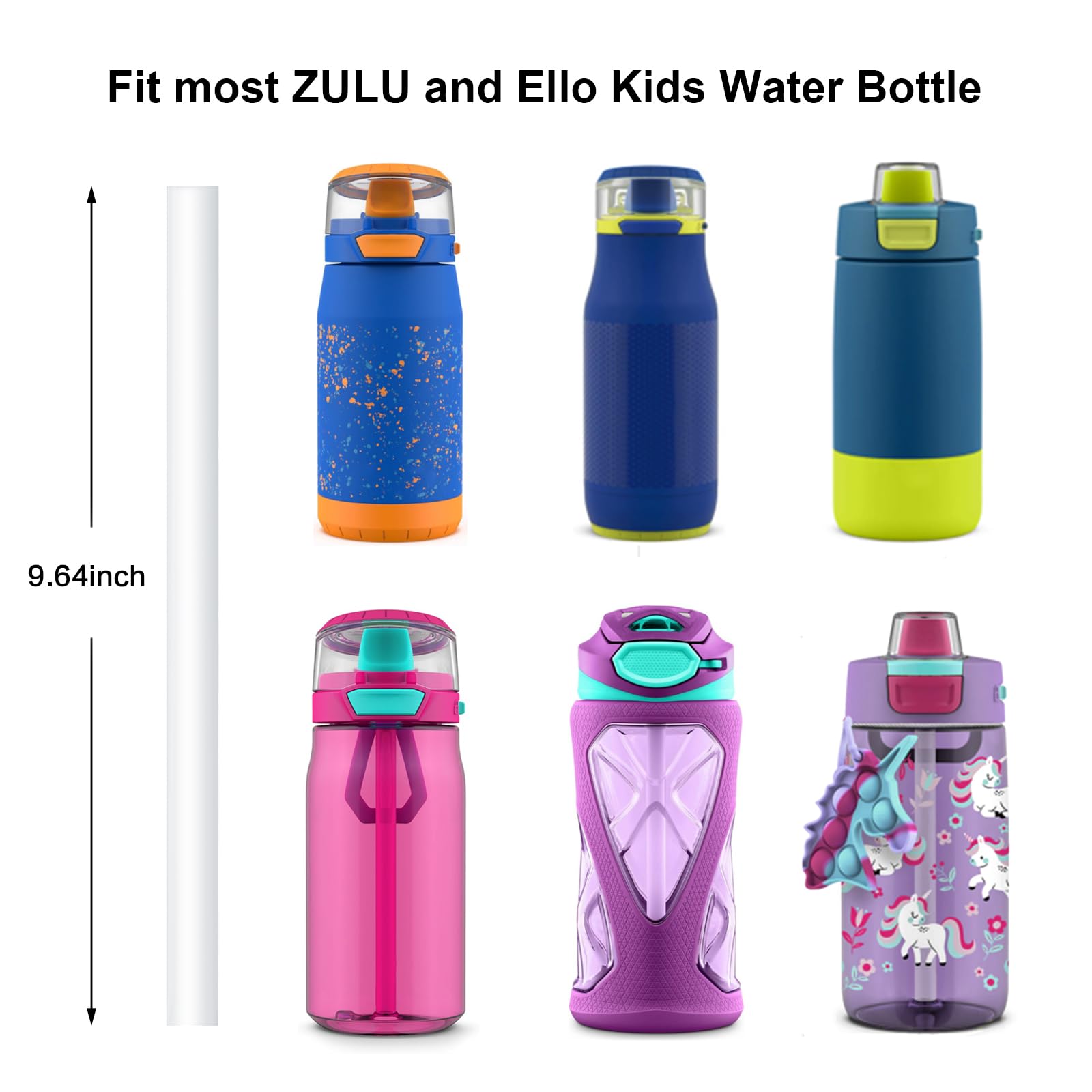 Replacement Straws Compatible with Ello Colby, Cooper,Hydra,Tumbler Water Bottle-Straw Replacement for Contigo,Pogo, ZULU Jug Cup-6 Straws and 1 Cleaning Brush