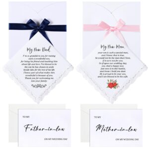 sherr 2 sets wedding handkerchiefs mother father of the bride gifts, to my dad mom in law wedding day card set wedding gifts