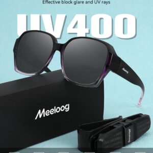 Meeloog Polarized Fit Over Glasses Sunglasses for Women Men, Square Oversized Lightweight Shades for Driving Riding MST2106