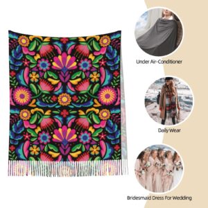 Dsiflylife Black Shawls and Wraps for Women Mexican Floral Soft Large Warm Blanket Scarf for Evening Dresses (Style2)