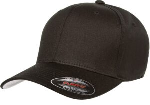 flexfit unisex adult cotton twill fitted cap hat black