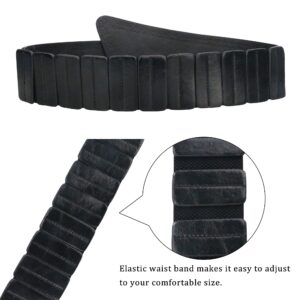 macoking Wide Belts for Women Studded Waist Elastic Belt for Dress 80s Accessories Black