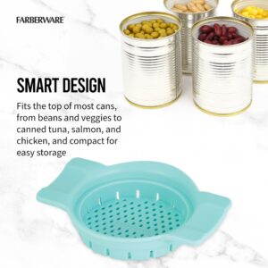 Farberware Can Colander Strainer, For Quick and Easy Straining of Pasta, Fruits, Vegetables, Juices, Tuna and More, Fits Most Standard Cans, Dishwasher Safe, Aqua Sky