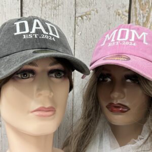 Enodtter Embroidered Dad Mom EST 2024 Hats for Men Women, Mr Mrs Hubby Wifey Mama & Papa Matching Baseball Cap, Anniversary Wedding Gifts