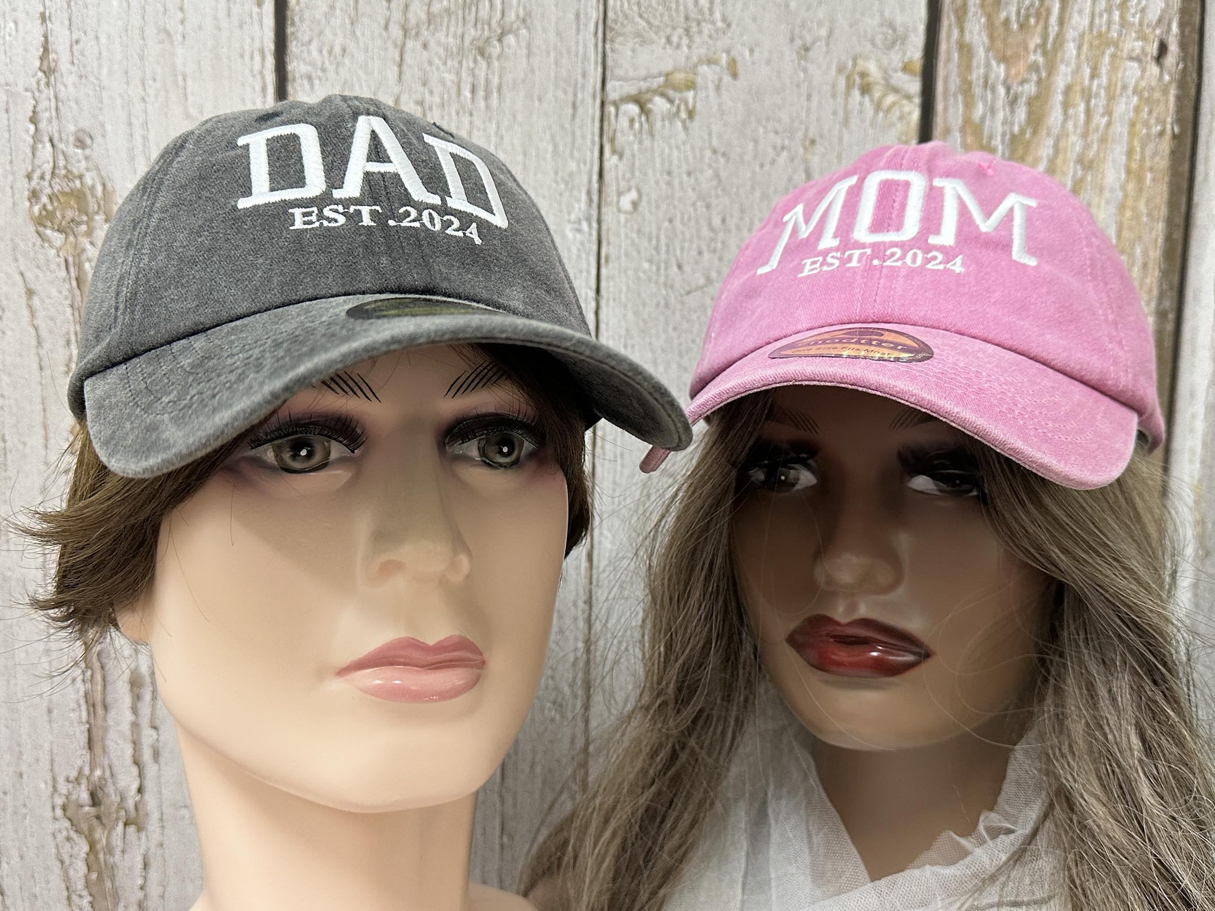 Enodtter Embroidered Dad Mom EST 2024 Hats for Men Women, Mr Mrs Hubby Wifey Mama & Papa Matching Baseball Cap, Anniversary Wedding Gifts