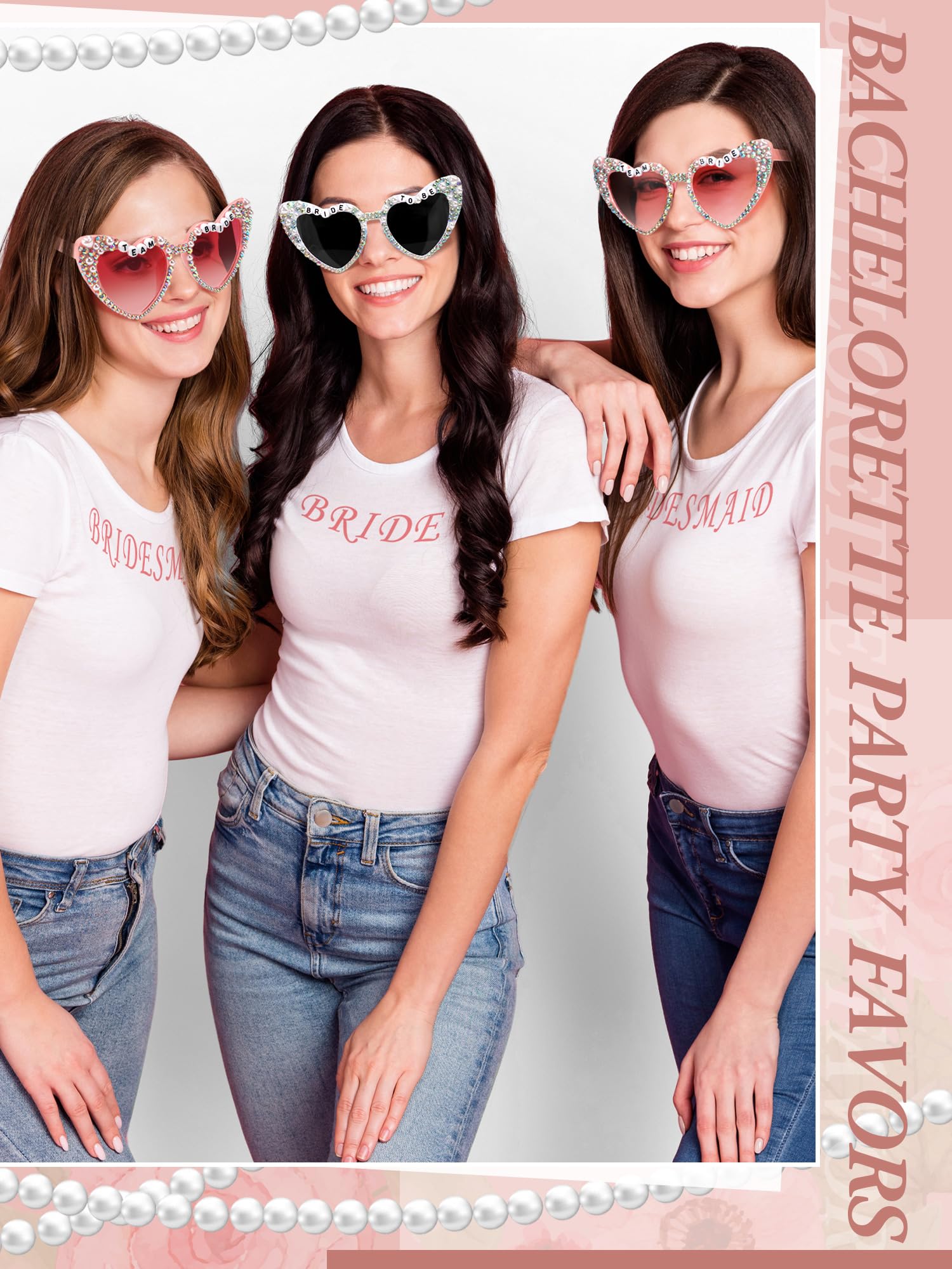 Mootycapa 12 Pcs Bachelorette Party Sunglasses for Bridesmaids Bride Sunglasses for Wedding Party Favors(Team Bride)