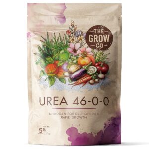 urea fertilizer 46-0-0, high nitrogen fertilizer for plants, ideal plant food nitrogen fertilizer for grass, vegetable, fruits, and flowers, promotes greener plant color and rapid, lush growth, 5 lb.