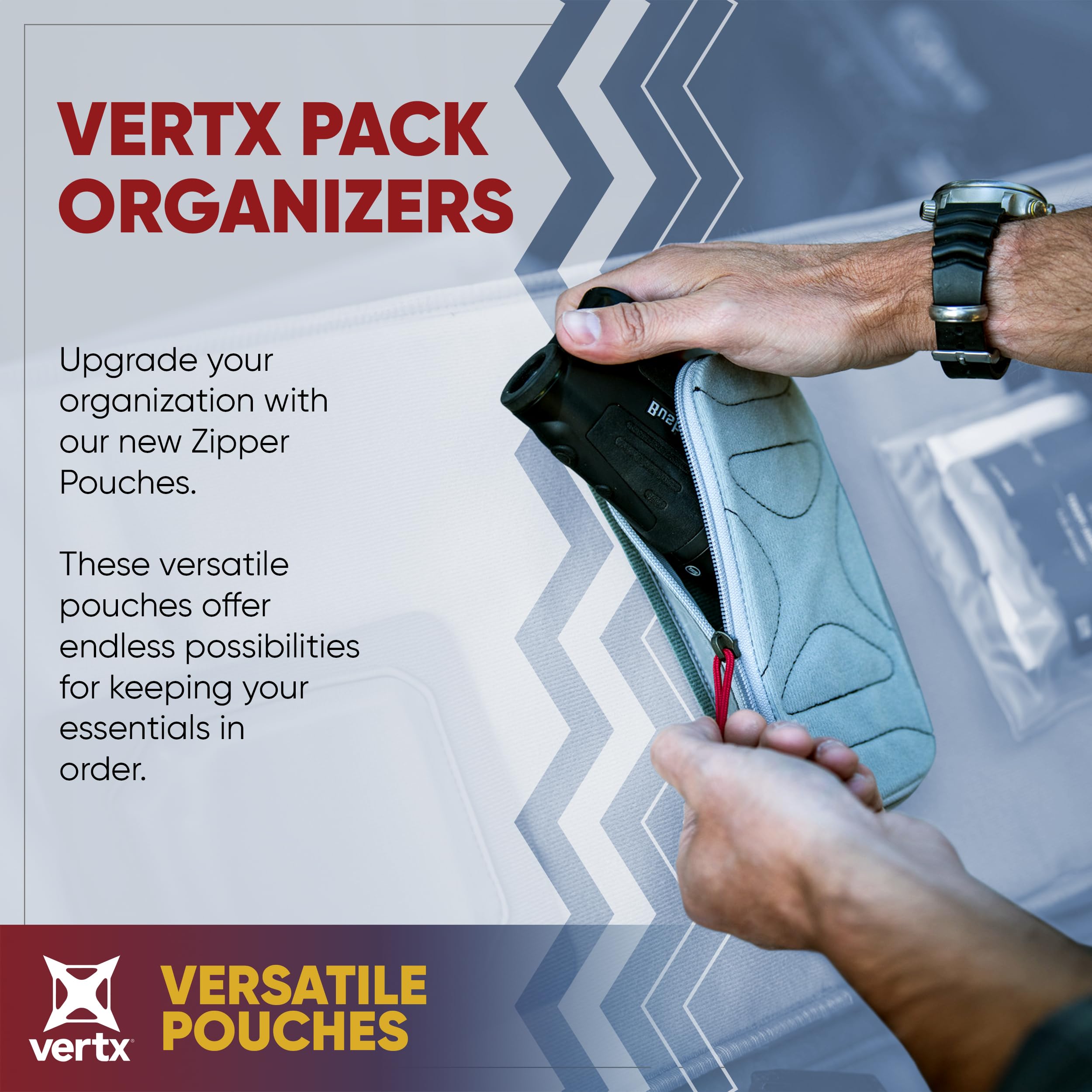 Vertx Pack Zip Pouch Organizer Insert Attachment for Backpack, Bag, Travel, Organization Pouches, Small, 2-Pack