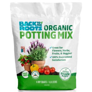 back to the roots 100% organic potting mix (6 quart) | premium blend | made in the usa