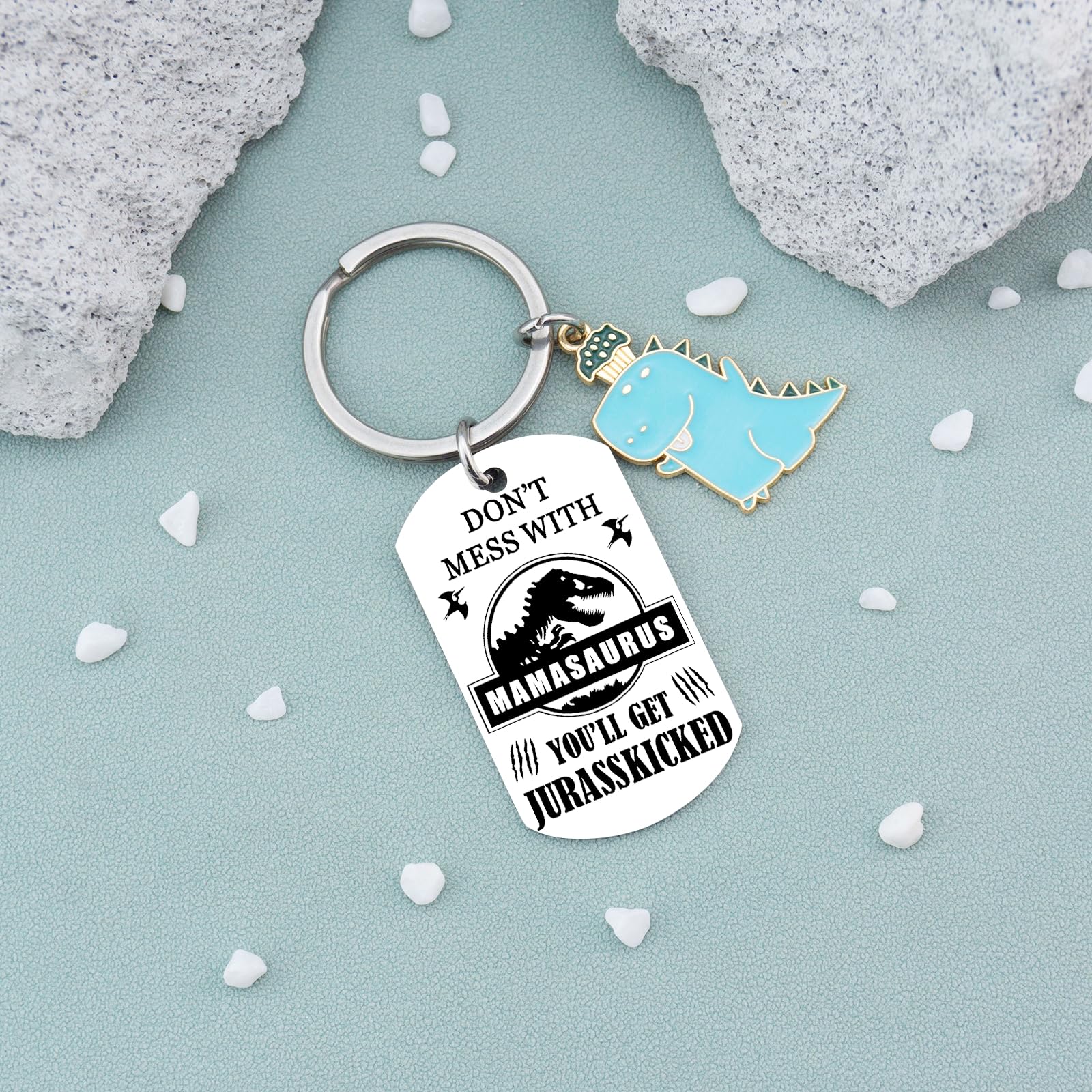 AOBIURV Mothers Day Gifts Funny Keychian Gifts For Mom From Daughter Son Wife New Mom Gifts For Women Mom Birthday Gifts For Mom Don’t Mess With Mamasaurus Keyring