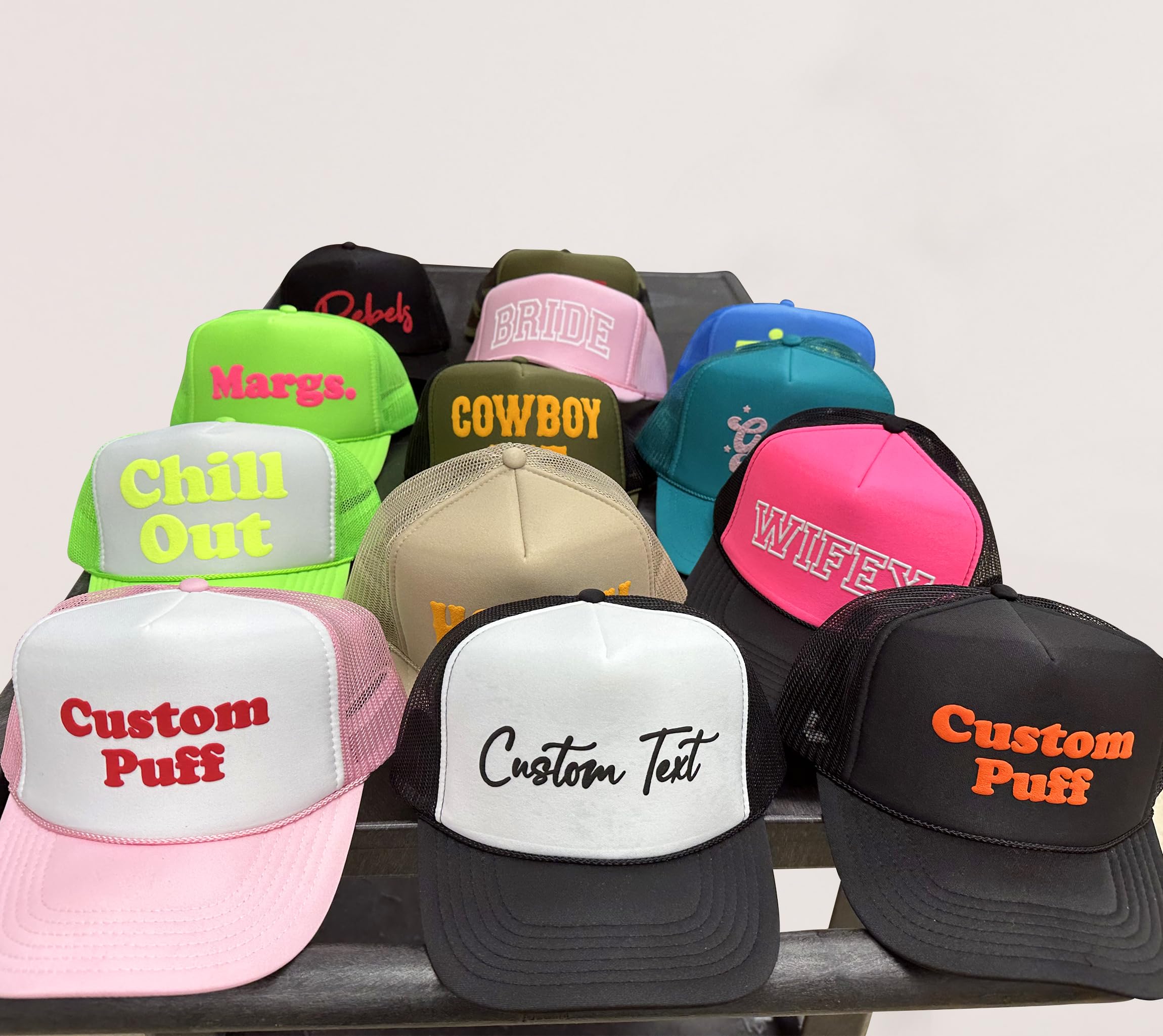 Custom Puff Print Trucker Hat Add Your Text Custom Hat for Men Women Customizable Trucker Hat with Snapback