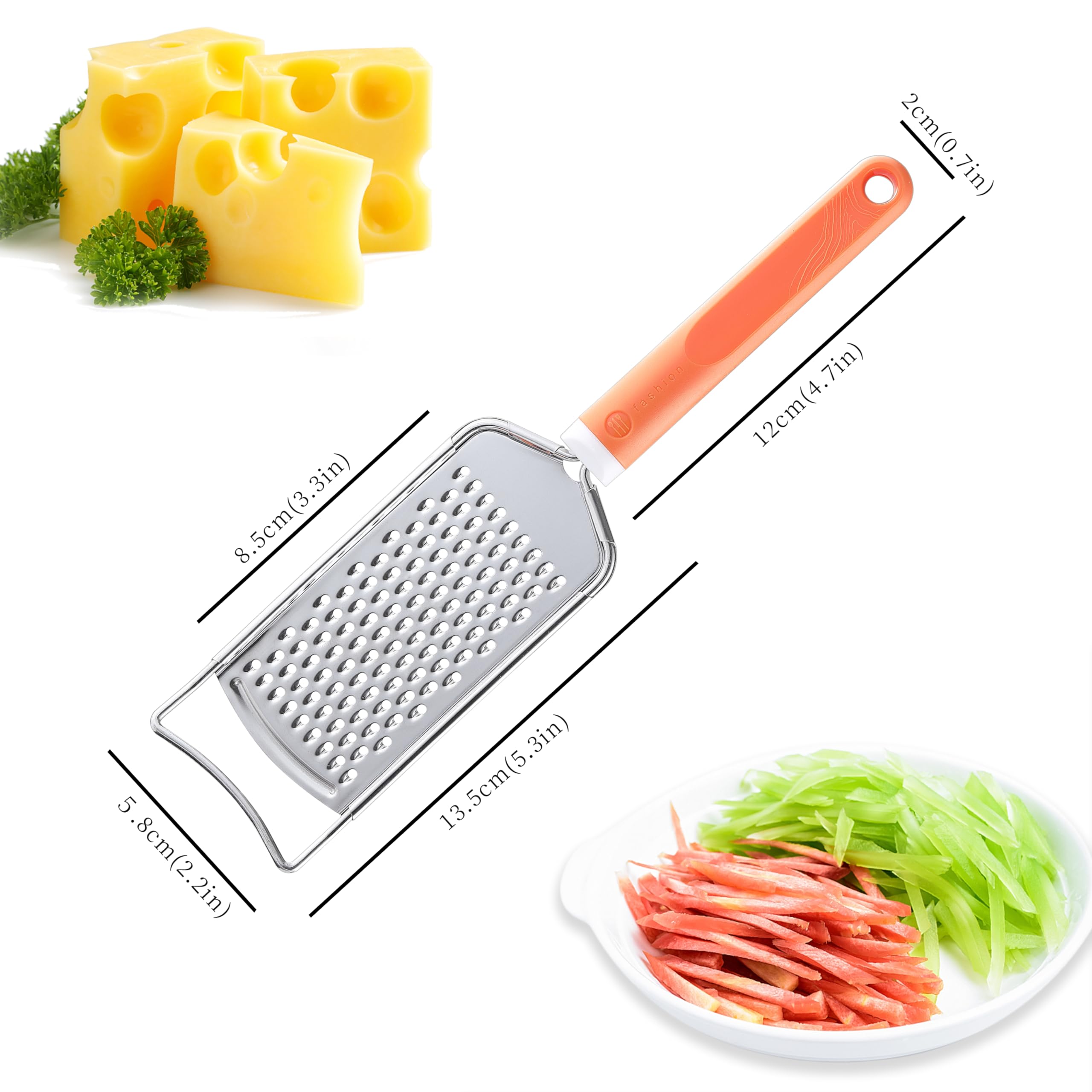 Cheese Grater, Vituer Stainless Steel Graters for Kitchen, Premium Cheese Grater with Handle, Cheese Grater Lemon Zester Handheld, Great for Cheese, Ginger, Chocolate, Spices and More, Dishwasher Safe