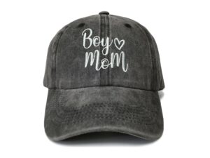 shenbors embroidered boy's mom hat for women, washed black baseball cap, gift for mama mother, embroidery adjustable snapback trucker hat