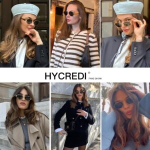 Hycredi Retro Oval Sunglasses for Women Men, Trendy Sun Glasses 90s Classic Metal Frame Shadess-Gold/Grey