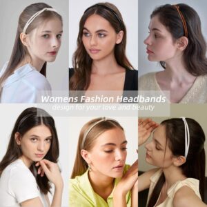 WOVOWOVO Hairband, 5 Pcs Thin Leather Headbands for Women - Knotted Head Bands for Women's Hair Fashion - Headband Black Brown White - Hair Accessories for Women and Girls