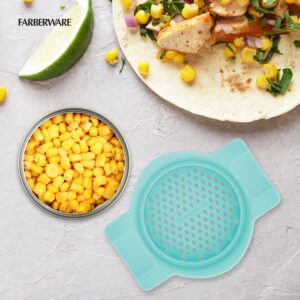 Farberware Can Colander Strainer, For Quick and Easy Straining of Pasta, Fruits, Vegetables, Juices, Tuna and More, Fits Most Standard Cans, Dishwasher Safe, Aqua Sky