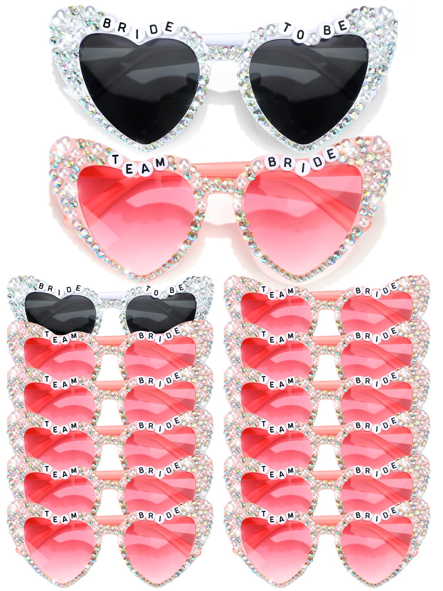 Mootycapa 12 Pcs Bachelorette Party Sunglasses for Bridesmaids Bride Sunglasses for Wedding Party Favors(Team Bride)