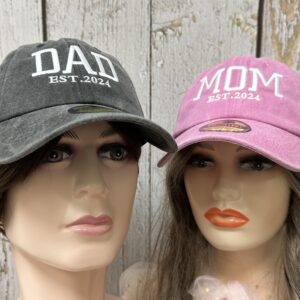 Enodtter Embroidered Dad Mom EST 2024 Hats for Men Women, Mr Mrs Hubby Wifey Mama & Papa Matching Baseball Cap, Anniversary Wedding Gifts