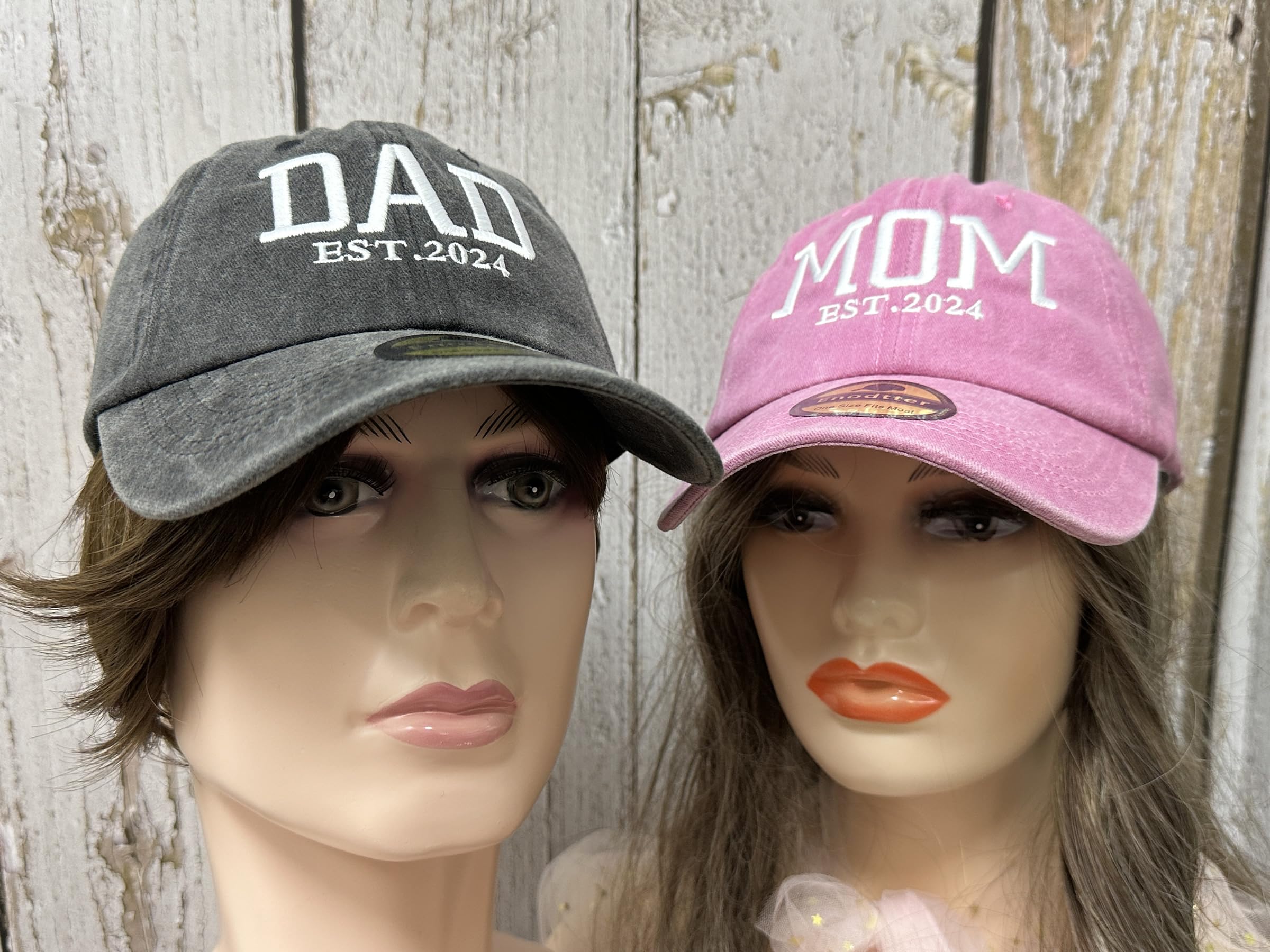 Enodtter Embroidered Dad Mom EST 2024 Hats for Men Women, Mr Mrs Hubby Wifey Mama & Papa Matching Baseball Cap, Anniversary Wedding Gifts