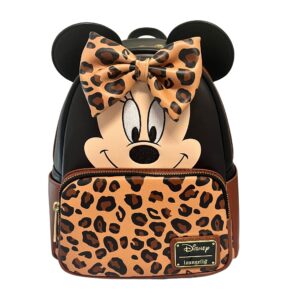 loungefly exclusive disney minnie mouse leopard print double strap shoulder bag