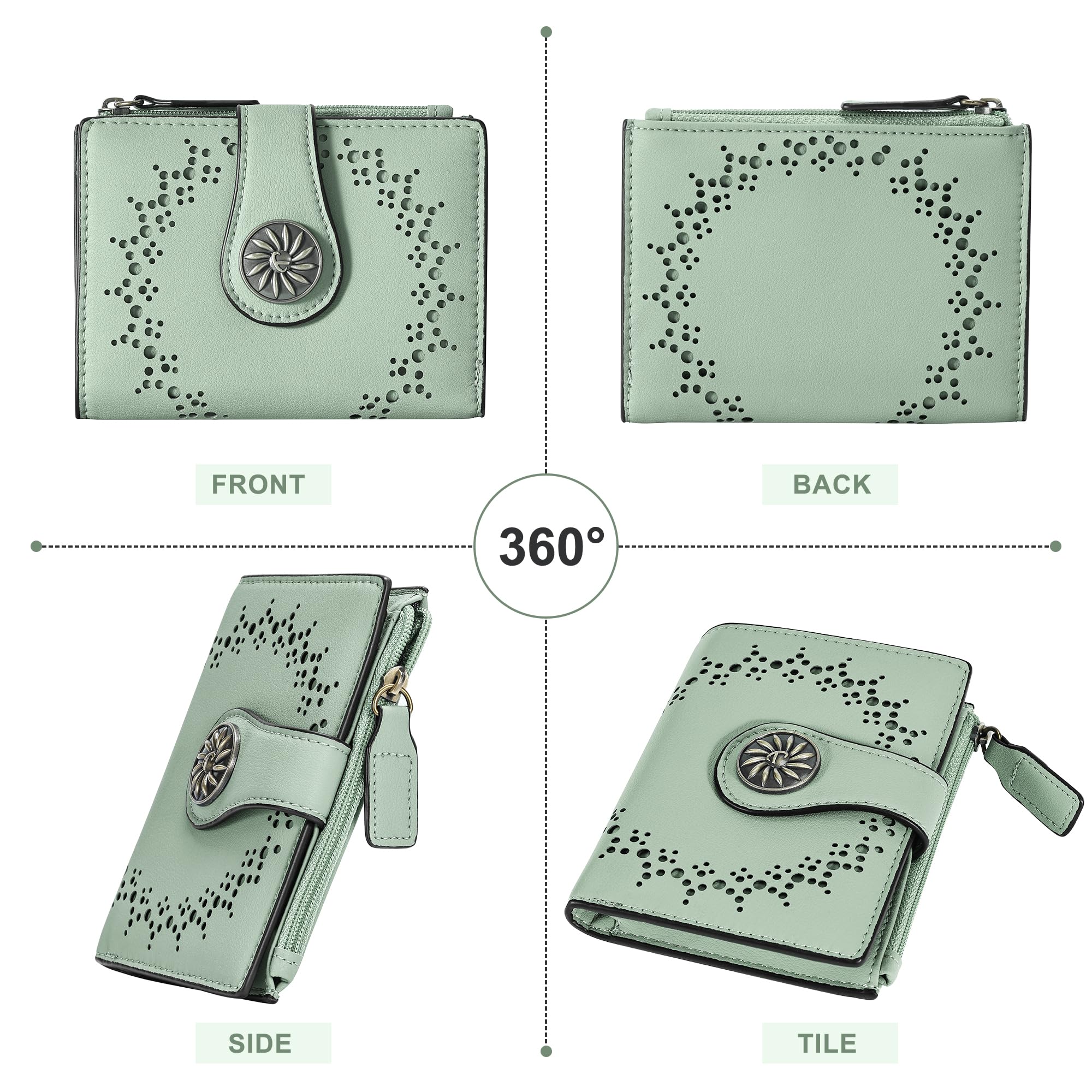 Tipmile Small Wallet for Women Bifold RFID Blocking Card Holder Leather Wallets with Zipper Coin Pocket