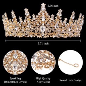 Gold Crown for Women Crystal Princess Tiaras Rhinestone Queen Crowns Wedding Bridal Hair Accessories Birthday Prom Pageant Party Coming of Age Ceremony Photo Props(Gold2)