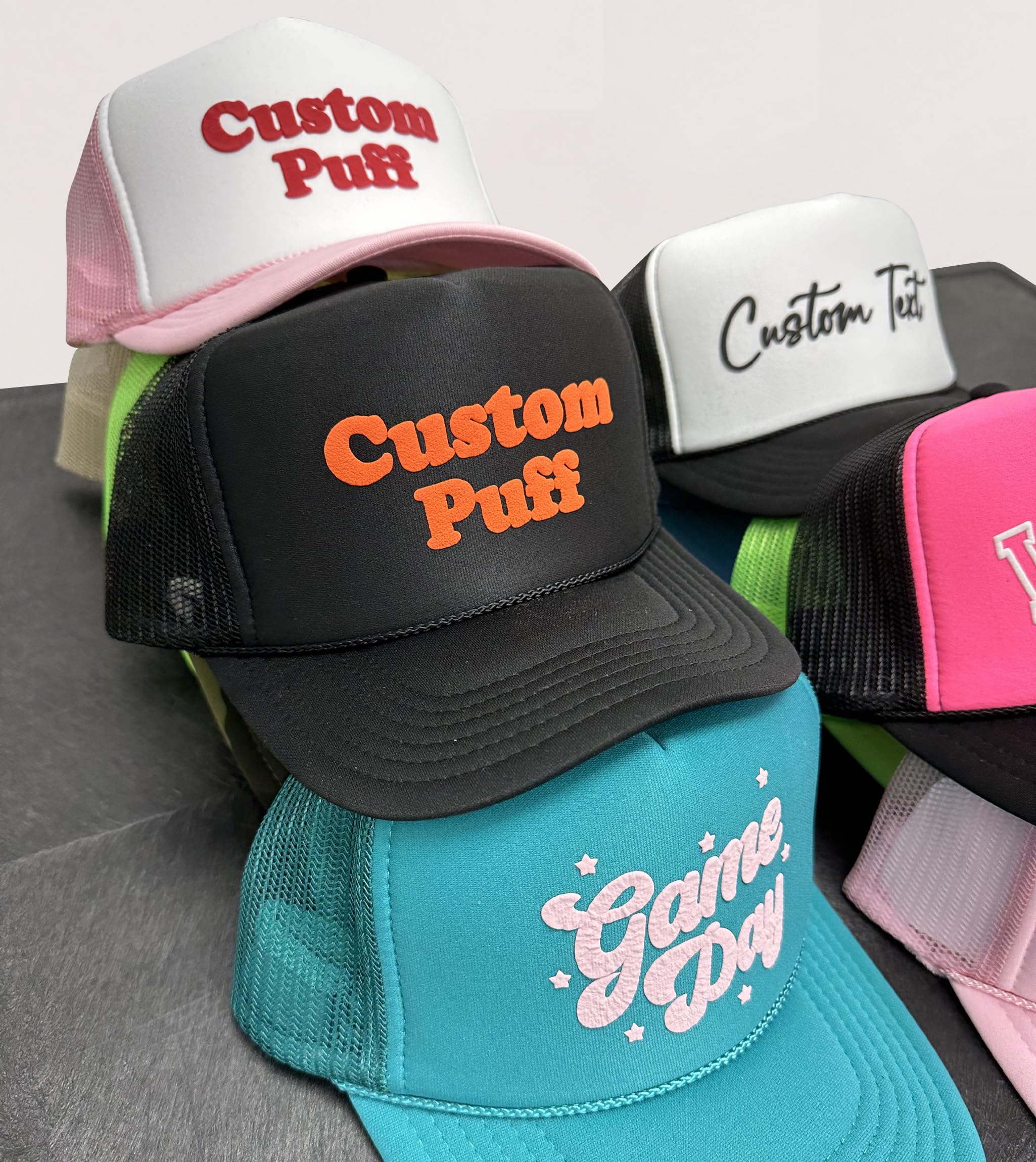 Custom Puff Print Trucker Hat Add Your Text Custom Hat for Men Women Customizable Trucker Hat with Snapback