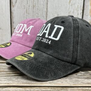 Enodtter Embroidered Dad Mom EST 2024 Hats for Men Women, Mr Mrs Hubby Wifey Mama & Papa Matching Baseball Cap, Anniversary Wedding Gifts