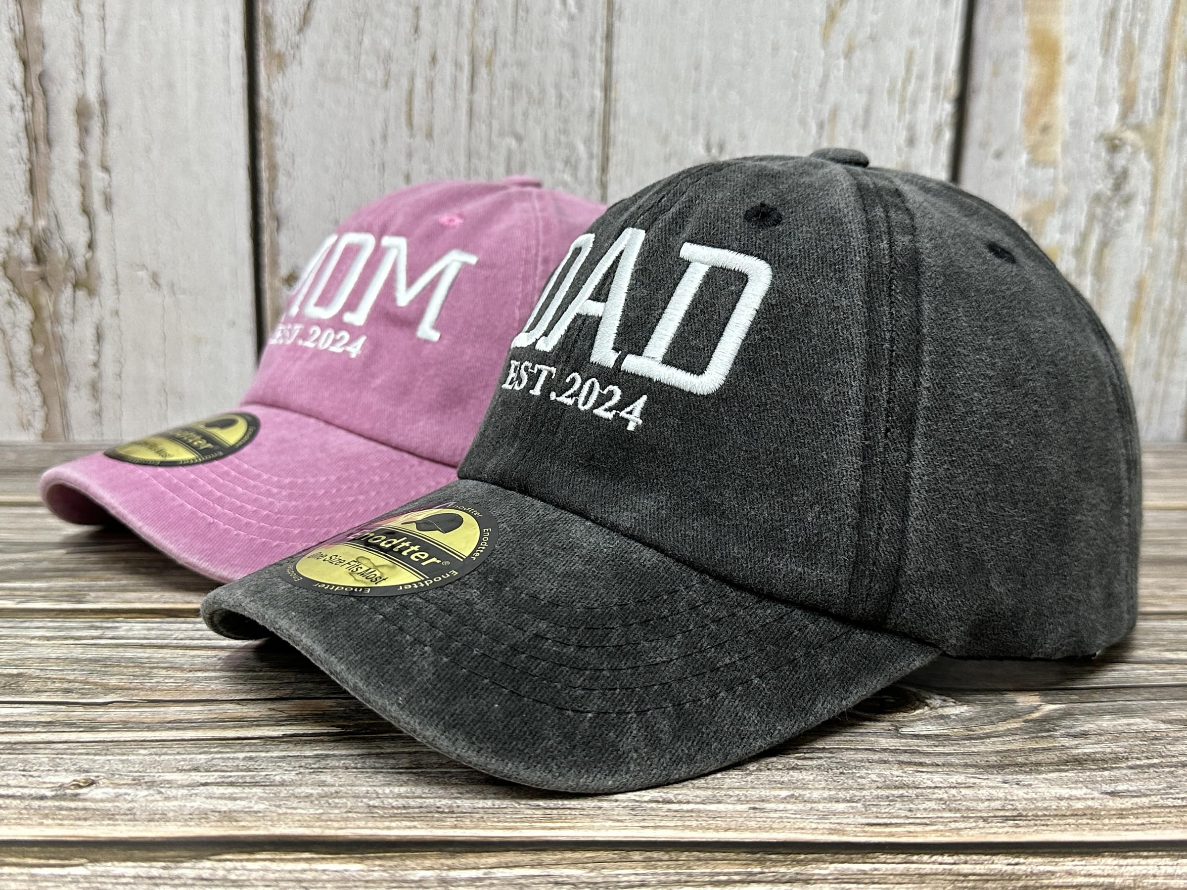 Enodtter Embroidered Dad Mom EST 2024 Hats for Men Women, Mr Mrs Hubby Wifey Mama & Papa Matching Baseball Cap, Anniversary Wedding Gifts