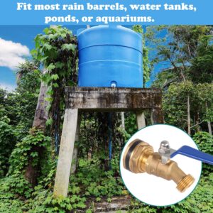 BILAL Brass Rain Barrel Spigot Kit. 55 Gallon Water Tank Faucet, Bulkhead Valve for Outdoor Plastic Bucket rainwater Drum gal Container downspout Collector in Garden, 1 inch O.D. Inlet GHT3/4 Outlet