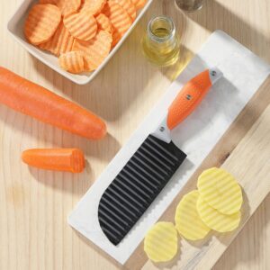 VITUER Crinkle Cutter for Veggies, Crinkle Cut Knife for French Fry, Vegetable, Potato, Cucumber, Carrot and Fruit, Stainless Steel Wave Fries Cutter Slicer With Ergonomic Handle, Dishwasher Safe