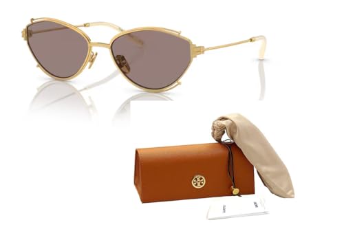 Tory Burch TY6103 32787N 55MM Shiny Gold/Light Purple Brown Sunglasses for Women + BUNDLE With Designer iWear Complimentary Eyewear Kit