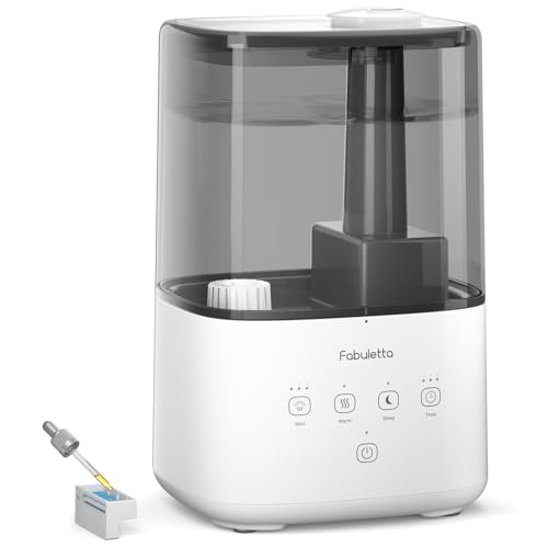 FABULETTA Humidifiers for Bedroom, Warm and Cool Mist Humidifier Large Room for Home, 4.5L Top Fill Room Humidifier with 45H Runtime, 3 Mist Levels, Essential Oil Diffuser, Quiet Sleep Mode ＆ Timer