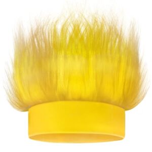 novelty place yellow hairy costume headband - fun and fuzzy crazy hair wig troll hair costume accessories - perfect for sports parties, costume, cosplay, and halloween - fit kids, teens and adults