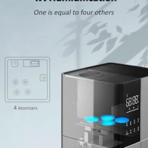 Humidifier Large Room, LACIDOLL 26L/6.8Gal Whole House Humidifiers for Home 3000 sq.ft, 3000ml/H Cool Mist Humidifier Baby, Top Fill Humidifiers for Bedroom Plant with 360° Nozzle & Extension Tube