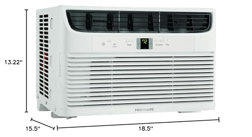 Frigidaire 8,000 BTU Window Air Conditioner & Dehumidifier, 115V, Cools up to 350 Sq. Ft. for Apartment, Dorm Room & Small/Medium Rooms, with Remote Control, Programmable Timer, and Sleep Mode, White