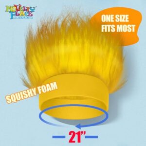 Novelty Place Yellow Hairy Costume Headband - Fun and Fuzzy Crazy Hair Wig Troll Hair Costume Accessories - Perfect for Sports Parties, Costume, Cosplay, and Halloween - Fit Kids, Teens and Adults