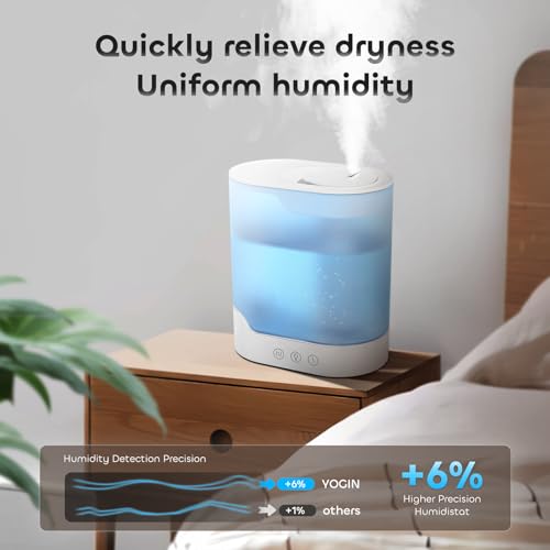 YOGIN humidifiers for Bedroom, 3L Ultrasonic Cool Mist Humidifiers for Home Baby NTop Fill Smart Air Humidifier Runs for up to 40 Hours