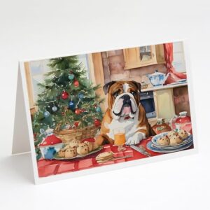 Caroline's Treasures DAC3784GCA7P English Bulldog Christmas Cookies Greeting Cards Pack of 8 Blank Cards with Envelopes Whimsical A7 Size 5x7 Blank Note Cards