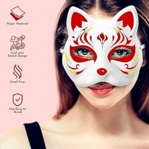 ChicRosa 5 Pcs Cat Masks White Paper Blank Hand Painted Masks Halloween Masquerade Costume Cosplay Accessories