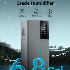 Humidifier Large Room, LACIDOLL 26L/6.8Gal Whole House Humidifiers for Home 3000 sq.ft, 3000ml/H Cool Mist Humidifier Baby, Top Fill Humidifiers for Bedroom Plant with 360° Nozzle & Extension Tube