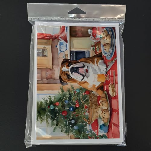 Caroline's Treasures DAC3784GCA7P English Bulldog Christmas Cookies Greeting Cards Pack of 8 Blank Cards with Envelopes Whimsical A7 Size 5x7 Blank Note Cards